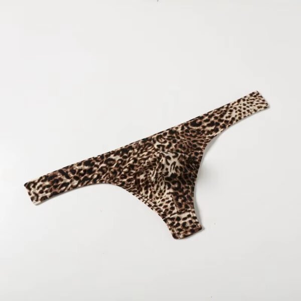 Wholesale Men's Underwear Leopard Print Sexy Panties Thong Convex Sac Bag T Pants Narrow Trousers Sexy Men Trousers Thong - Image 3
