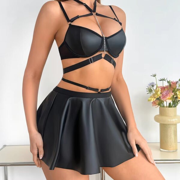 Wholesale PU New Womens Sleepwear Gadispanas 18 Telanjang Elegant Suspender Skirt Temptation Virgin Killer Nightdress Sleepwear - Image 6