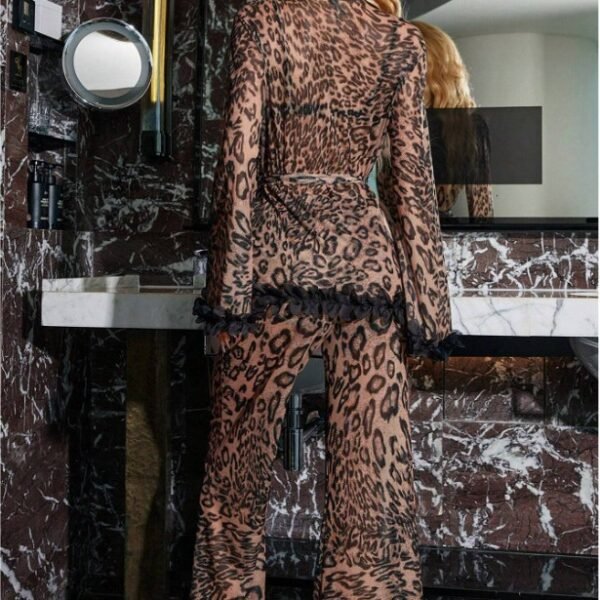 European and American large size underwear hot pure desire printing sexy underwear women's nightgown outer robe home temptation suit leopard print - Image 6