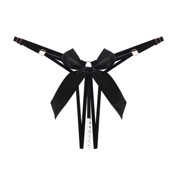 New Sexy and Beautiful Buttocks Opening Style butterfly Bow Pearl Thong Women's Plus Size Hollow Underwear