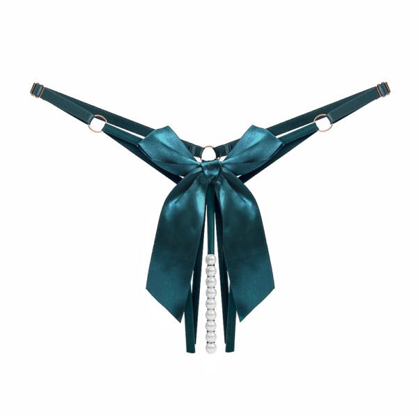 New Sexy and Beautiful Buttocks Opening Style butterfly Bow Pearl Thong Women's Plus Size Hollow Underwear - Image 5